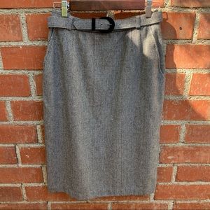 80s Evan Picone black & white belted pencil skirt